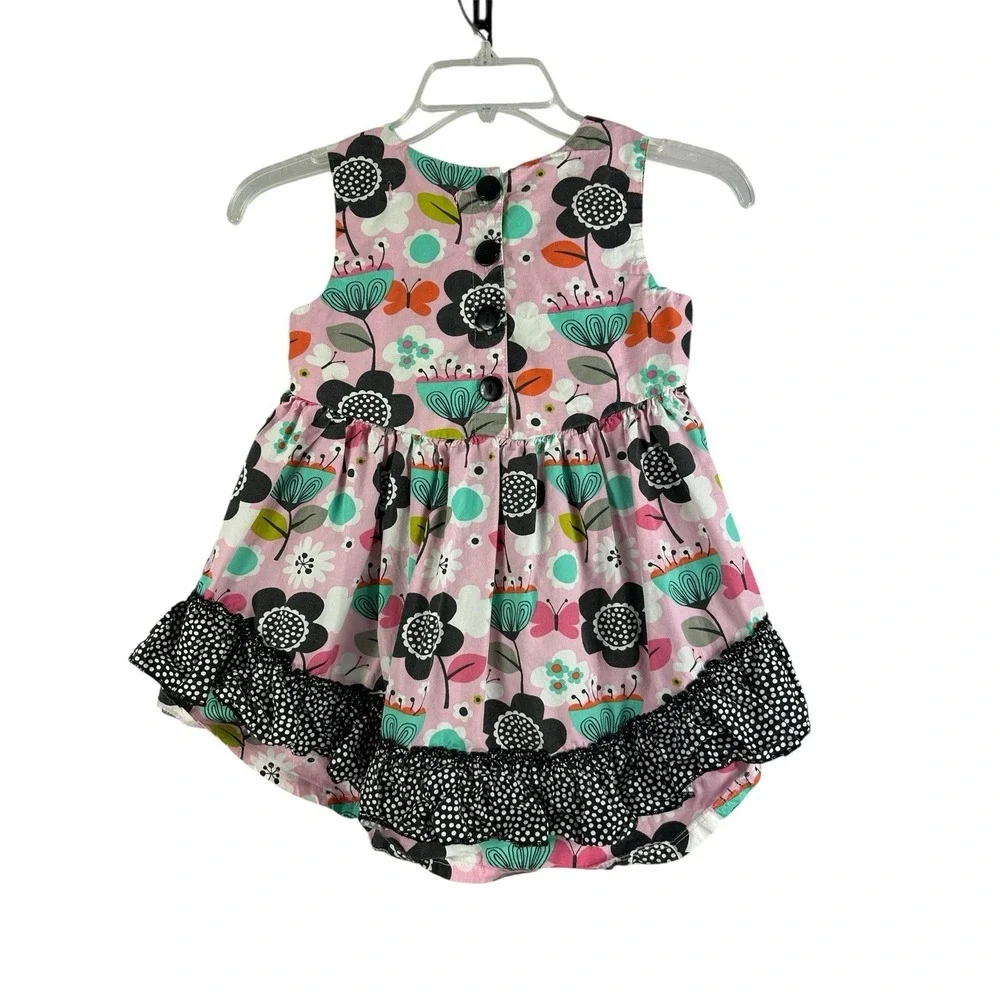 Jelly the Pug Girls Dress Size 8 Floral Bird Ruffle Layered Colorful Butterfly